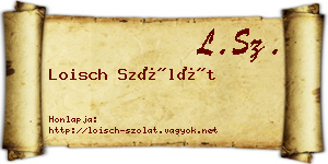 Loisch Szólát névjegykártya